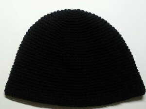 あったか・冬帽子　深型１８㎝〇ニット帽〇ウール・混/黒　　手編み　ハンドメイド