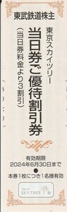 新着★送料63円～★東武鉄道★株主優待割引券★東京スカイツリー★当日券ご優待割引券★即決