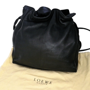 LOEWE ロエベ ナッパレザー レディース ショルダーバッグ ブラック 黒 巾着型 斜め掛け 保存袋付き 010FAZI12