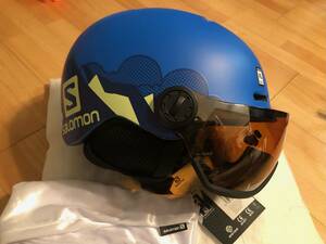 サロモン SALOMON GROM VISOR L40539600 Pop Blue Mat KLサイズ(56-59cm)　新品未使用　試着のみ スキー スノボ ヘルメット ジュニア