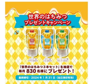 懸賞 応募　扇雀飴本舗　世界のはちみつプレゼントキャンペーン　応募券　1枚(1口分)