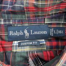 90's- Ralph Lauren ラルフローレン　つぎはぎ　パッチワーク　長袖シャツ　Lサイズ　_画像7