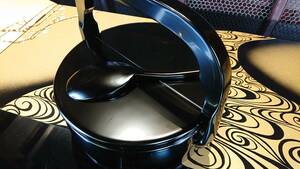 T06-1206　輪島塗 木製漆器 黒漆塗 飯器 手桶飯盒 美品