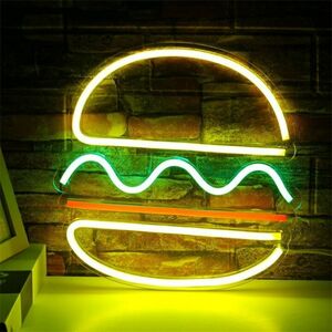 新品 ハンバーガー ネオン管 ネオンライト ネオンサイド 看板 LED 壁飾り USB おしゃれライト 居酒屋 レストラン バー 