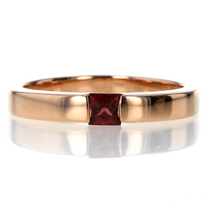  Take up TAKE UP K18PG pink gold ring garnet square 1 bead simple 8 number ring [ new goods finish settled ][af][ used ]