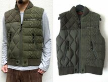 定価4.1万 DIESEL K-AIRBUM VESTE XS ケーブル ニット ダウンベスト カーキ_画像1