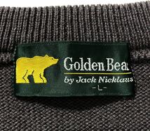 未着用 タグ付 ● Golden Bear ゴールデンベア ● ロゴ 刺繍 Vネック ウール ニット セーター ブラウン系 L_画像6