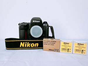 1円～【中古品・シャッターOK】Nikon F5 一眼レフ フィルムカメラ ボディ フォーカシングスクリーン+アイピース+ネックストラップ付 ニコン