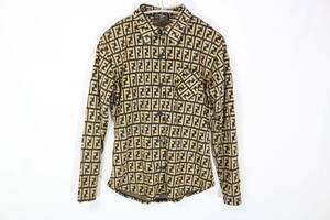 5L1709[ genuine article guarantee ] Fendi shirt blouse Zucca pattern beige black total pattern FENDI