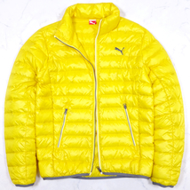 極美品 PUMA LIGHT DOWN JACKET プーマ 軽量 ダウンジャケット Mサイズ イエロー_画像1