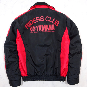 極美品 YAMAHA RIDERS CLUB ヤマハ ライダーズクラブ 中綿入り ナイロンジャケット Mサイズ 黒x赤