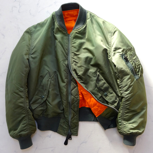 米国製 ALPHA INDUSTRIES MA-1 FLIGHT JACKET アルファ MA-1 フライトジャケット セージグリーン L made in USA