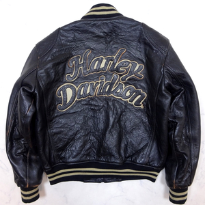 HARLEY-DAVIDSON ハーレーダビッドソン バックビッグロゴ レザースタジャン ブラック size M 国内正規 HDCコーポレーション