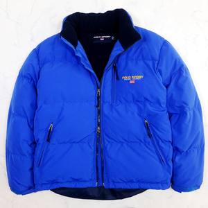 美品 POLO RALPH LAUREN ラルフローレン 肉厚 ダウンジャケット 青 Mサイズ フード襟収納 DOWN JACKET