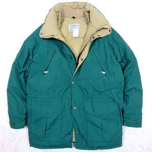 美品 米国製 80s vintage L.L.Bean MAINE WARDEN'S PARKA GORE-TEX DOWN エルエルビーン 2トーンタグ ゴアテックス ダウンジャケット 緑 L