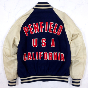 Pen Field ペンフィールド 袖革スタジャン バックビッグロゴ Lサイズ LEATHER STADIUM JUMPER