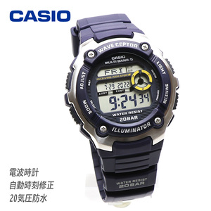 カシオ CASIO 電波 腕時計 20気圧防水 WV200R-2A ネイビー デジタル シンプル 電波時計 マリンスポーツ メンズ 男性 キッズ 子供