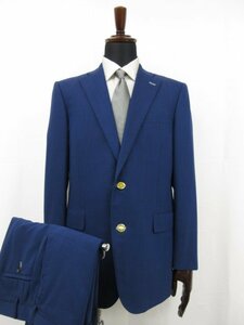 美品 【テーラーストリート TAILOR STREET】 ドラゴ生地 ウール シングル2ボタン スーツ (メンズ) size48相当 ネイビー系 織柄 ●28RMS7140