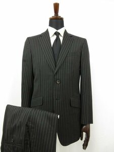 美品 【ポールスミスロンドン Paul Smith LONDON】 ウール素材 シングル2ボタン スーツ (メンズ) sizeL ブラック ストライプ柄 ●28RMS7195