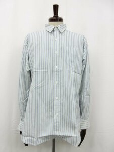 美品【ポロラルフローレン POLO Ralph Lauren】NELSON ストライプ柄 ワイドカラー 長袖シャツ (メンズ) sizeL ホワイト×ブルー ●29MK2378