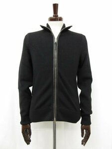  super-beauty goods [ Tom Ford TOM FORD] top class BYM2A TFK157 ram leather trimming high‐necked knitted blouson ( men's ) 44 black made in Italy *17HT2285*