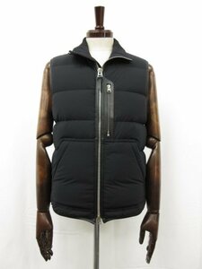 HH top class super-beauty goods [ Tom Ford TOM FORD]BW050 TFO325 cow leather piping stand-up collar down vest gilet ( men's )44 black made in Italy *17HR3229