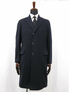 【Belvest ベルベスト】PT1403 ピュアカシミア100％ チェスターコート (メンズ) size46 濃いめのネイビー系 イタリア製 ●17MW2931●