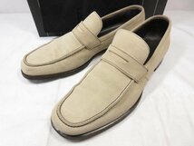 超美品 【エルメネジルドゼニア Ermenegildo Zegna】 スエード コインローファー スリッポン 靴 (メンズ) size10.5D ベージュ ●18MZA4105_画像1