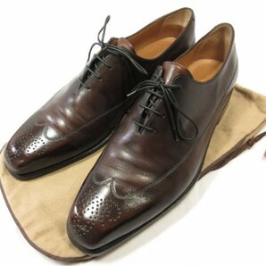 HH 美品 【ベルルッティ Berluti】 0794 メダリオン ウィングチップ シューズ 靴 (メンズ) size8.5 ダークブラウン パティーヌ●18HT2245の画像1