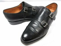 美品 【ジョンロブ JOHNLOBB】 ウィリアム WILLIAM Wモンクストラップシューズ 紳士靴 (メンズ) size7.5EE9795R ブラック ●18MZA4269●_画像1