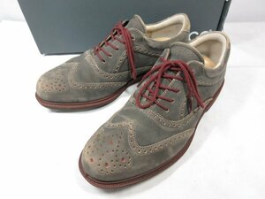 美品 【エコー ecco】 ヌバックレザー フルブローグ カジュアルシューズ 靴 (メンズ) size40 ベージュ系～グレーブラウン系 ●18MZA4250