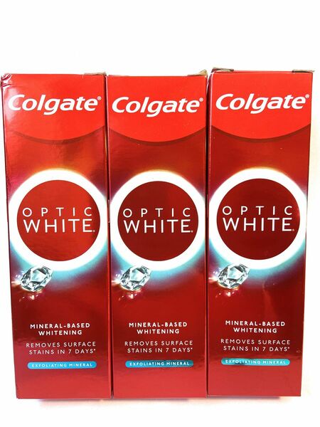 新品未使用箱入 新商品 Colgate OPTIC WHITE 100gx3本 コルゲート ミネラル ホワイトニング 歯磨き粉 