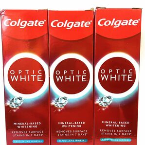 新品未使用箱入 新商品 Colgate OPTIC WHITE 100gx3本 コルゲート ミネラル ホワイトニング 歯磨き粉 