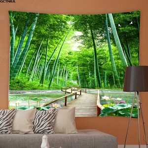 癒し自然 景観 タペストリー 150×130㎝ 癒しの竹林 癒しの滝 2種 風景 壁掛け インテリア リビング 装飾 ヒーリング F588