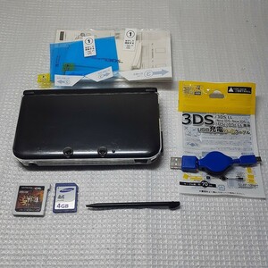 任天堂 Nintendo 3DS LL SPR-001本体　モンスターハンター4 SDカード USB充電ケーブル　オマケ予備液晶フィルム　ゲーム確認初期化済