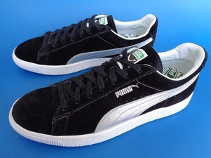 13215■美品 日本製 PUMA SUEDE プーマ スエード 黒 銀 27.5 375905-01 MADE IN JAPAN