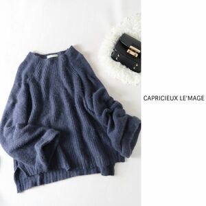 カプリシュレマージュ CAPRICIEUX LE'MAGE☆オーバーサイズ アンゴラ混 ベルスリーブプルオーバーニット フリーサイズ☆M-B 5391