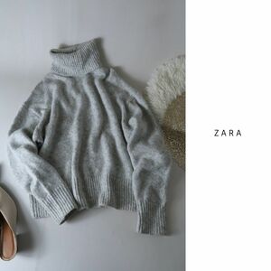 ザラ ZARA☆洗える アルパカ混 オーバーサイズ ドロップショルダー タートルニット Sサイズ☆M-B 0031