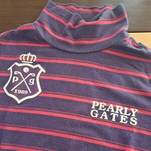 パーリーゲイツ PEARLY GATES モック ボーダーハイネックカットソー ゴルフウェア トップス レディース サイズ0