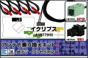 フィルムアンテナ GPS一体型ケーブル セット 地デジ ワンセグ フルセグ イクリプス ECLIPSE DTVF12 同等品 AVN779HD VR1 対応 高感度