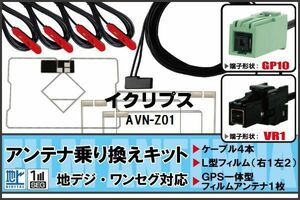 フィルムアンテナ GPS一体型ケーブル セット 地デジ ワンセグ フルセグ イクリプス ECLIPSE DTVF12 同等品 AVN-Z01 VR1 対応 高感度