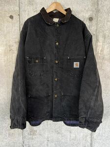 激レア スペシャル XXXL 80s 90s USA製 Carhartt カーハート チョアコート ブランケット ブラックデニム カバーオール OLD STUSSY 黒タグ