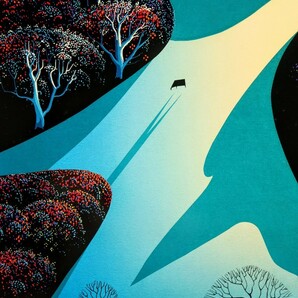 真作 アイベン・アール シルクスクリーン「Fields Ascending」画寸 30.5cm×92cm 木や森林をモチーフに幻想的で静寂感 アイヴァンド 8363の画像3