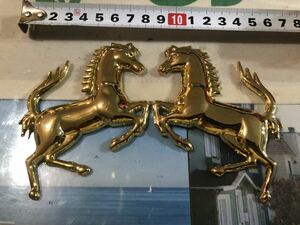 金色 フェラーリ 左右 ペア セット ゴールド 跳ね馬 エンブレム Ferrari Cavallino Rampante Badge キャバリーノ ランパンテ