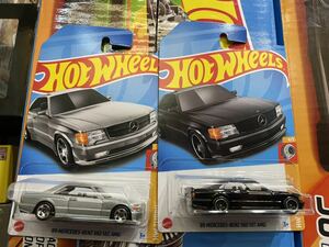 送料込2台 89 メルセデスベンツ 560SEC AMG 黒 ブラック ホットウィール Hotwheels 1989 Mercedes Benz 560 SEC Black 銀　シルバー