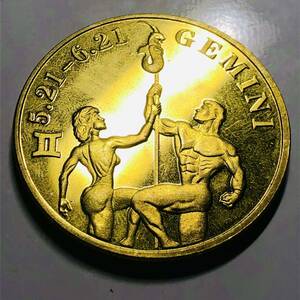 古銭 イギリス　双子座　十二星座　幸運　太陽神　海外古銭　コレクション　大型金貨