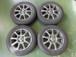 155/65R14 中古 7分山 4本セット 冬タイヤ アルミホイール ダンロップ WINTERMAXX WM01 14×4.5J PCD100 4穴 +45 2018年製 TW1301