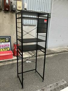 【中古】大阪引取限定　キッチン収納　メタルラック　レンジ台　棚板変更可能　下段　冷凍庫や　米びつも　置ける【KTK1F101】