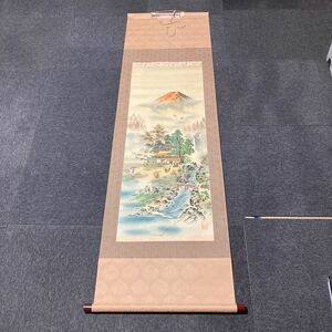 【模写】掛軸 月庵 絹本 山水 七福神 箱無 同梱可能 No.1846