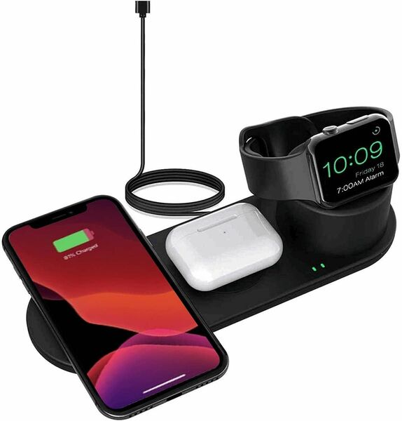 GOSETH 3in1 充電器Apple Watch 充電スタンドiPhone ワイヤレスチャージャー 置くだけ充電